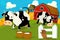 Cartoon farm scene - traditional village - for different usage