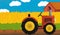 Cartoon farm scene vehicle car tractor illustration