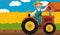 Cartoon farm scene vehicle car tractor illustration