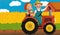 Cartoon farm scene vehicle car tractor illustration