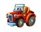 Cartoon farm tractor excavator - on white background