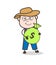 Cartoon Farmer with Dollar Bundle Pack Vector