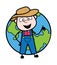 Cartoon Farmer with planet earth