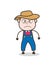 Cartoon Farmer Pouting Face Expression Vector