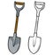 Cartoon farmer shovel vector icon for coloring