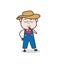 Cartoon Farmer Thinking Face Vector Concept