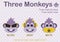 Cartoon Fashion Of Three Monkeys With Blind Deaf And Mute In Purple - Vector