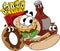 Cartoon fast food character designs, cheeseburger, french fries, donut and cola vector