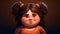 Cartoon fat baby with a cute face big eyed close up portrait. Animated movie character design. Generative AI