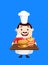 Cartoon Fat Funny Cook - Presenting Fast Foods