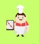 Cartoon Fat Funny Cook - Presenting Loss Graph on Tablet