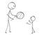 Cartoon of Father Playing with Ball with Son