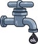 Cartoon Faucet With Petroleum Or Oil Drop