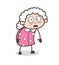 Cartoon Fearful Old Woman Expression Vector Illustration