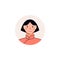 Cartoon female avatar - happy Asian woman with short black hair