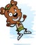 Cartoon Female Bear Scout Jumping