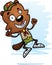 Cartoon Female Beaver Scout Jumping