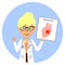 Cartoon female doctor character showing image of unhealthy  heart. Healthcare concept.