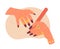 Cartoon female manicured hands, girl polishing nails. Manicure salon nail care routine, nail polishing procedure flat vector