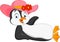 Cartoon female penguin relaxing