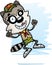 Cartoon Female Raccoon Scout Jumping