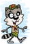 Cartoon Female Raccoon Scout Walking