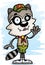 Cartoon Female Raccoon Scout Waving