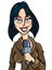 Cartoon female reporter with microphone