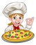 Cartoon Female Woman Pizza Chef