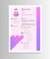 Cartoon Feminine Resume Business Work Elements Concept. Vector