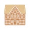 Cartoon Festive Gingerbread House Isolated on a White Background. Vector