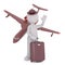 Cartoon Figure Going on Vacation via Airplane