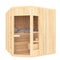 Cartoon Figure Lying Down Inside Wooden Sauna