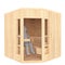 Cartoon Figure Sitting Inside Wooden Sauna