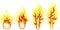 Cartoon Fire And Burning Flames Set