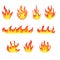 Cartoon fire flame. Fires image, hot flaming ignition, flammable blaze heat explosion danger flames energy vector concept