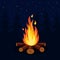 Cartoon fire flames, bonfire, campfire isolated on background. Vector flat design