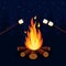 Cartoon fire flames, bonfire, campfire isolated on background. Vector flat design