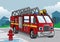 Cartoon of firefighter truck illustration