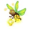 Cartoon Firefly with lantern on a white background. Vector illustration.