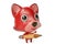 A cartoon firefox with a pencil. 3D illustration.