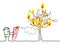 Cartoon Fireman and Burning Tree