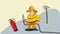 Cartoon fireman profession character illustration.