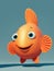 A cartoon fish with a big smile on its face.