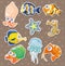 Cartoon fish collection stickers