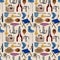 Cartoon Fishing seamless pattern