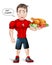 Cartoon Fitness Coach with healthy meal