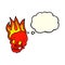 cartoon flaming skull with thought bubble