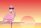 Cartoon flamingo with sunglasses