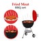 Cartoon flat barbecue set - grill station, fried, roasted, fresh meat